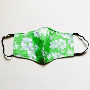 NEW Handmade Hawaiian Hibiscus Print Face Mask in Green